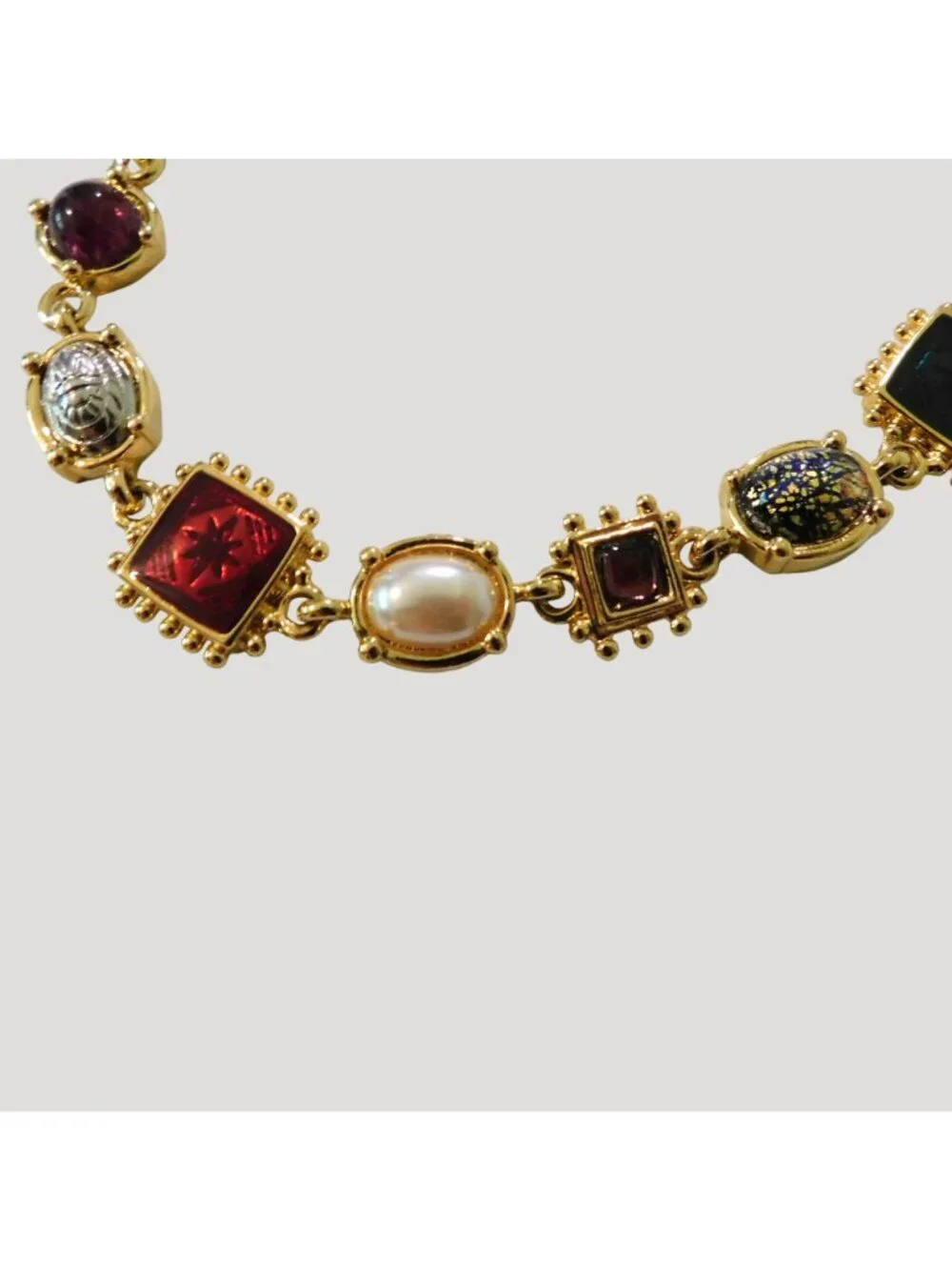 Premier Designs Signed Vintage 1990s Necklace Earrings Multicolor Set Gold-Plate